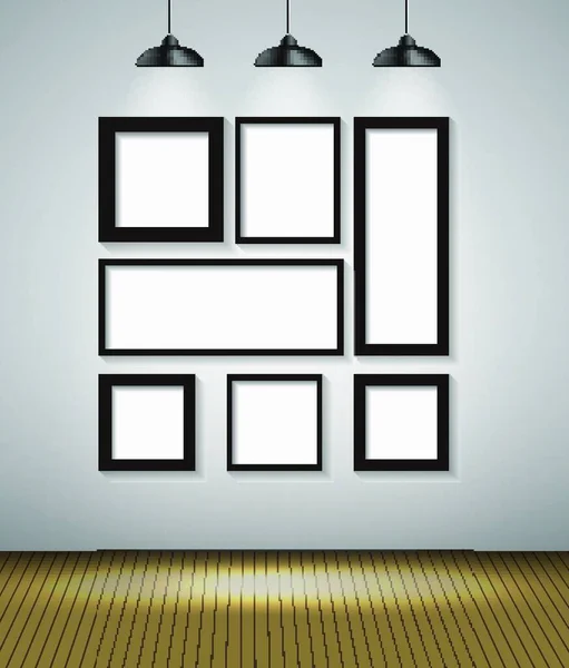 Abstract Galerij Achtergrond Met Verlichting Frame Lege Ruimte Voor Tekst — Stockvector