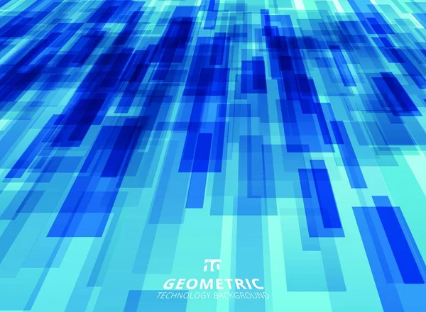 Abstrakte Technologie Diagonal Überlappende Geometrische Quadrate Formen Perspektivisch Blauen Farbhintergrund — Stockvektor