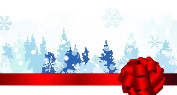 背景上的圣诞雪花和一幅幅树木的轮廓 病媒说明 Eps10 — 图库矢量图片