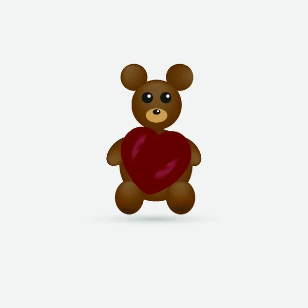 Niedlicher Teddybär Mit Herz — Stockvektor
