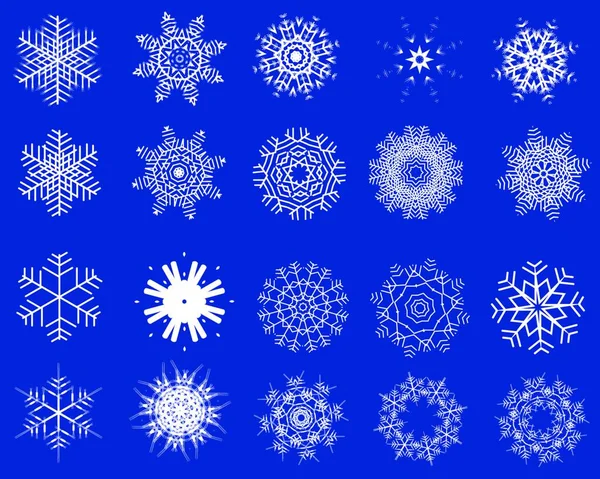 Μεγάλη Συλλογή Χειμερινών Νιφάδων Χιονιού Για Χρήση Από Σχεδιαστές — Διανυσματικό Αρχείο