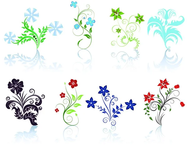 Набор Различных Цветочных Узоров Изготовления Декоративных Фонов — стоковый вектор