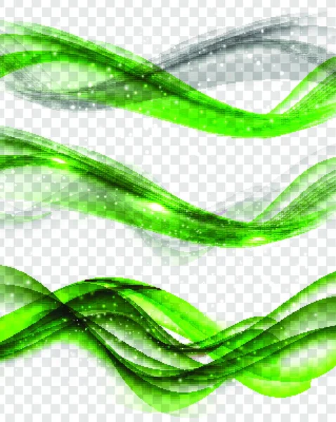 Abstract Green Wave Set Transparent Background Vector Illustration Eps10 — Stock Vector