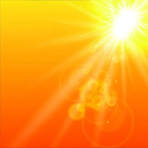 Fundo Verão Laranja Com Luz Solar Ilustração Vetorial — Vetor de Stock