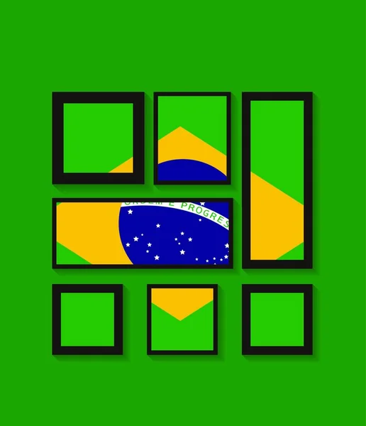 Bilder Med Tolkningen Brasiliens Flagga Vektorillustration Eps10 — Stock vektor