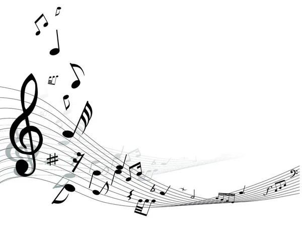 Tło Muzyczne Różnymi Nutami Białym — Wektor stockowy