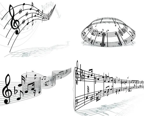 Conjunto Cuatro Vectores Notas Musicales Personal — Archivo Imágenes Vectoriales