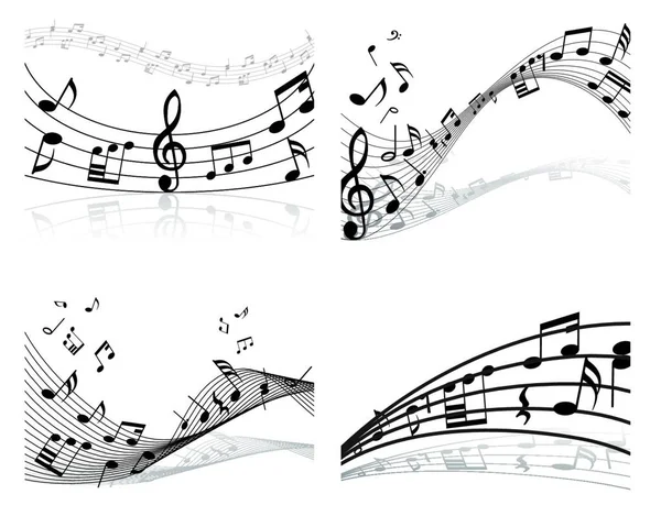 Набір Чотирьох Векторних Музичних Нот Співробітників — стоковий вектор