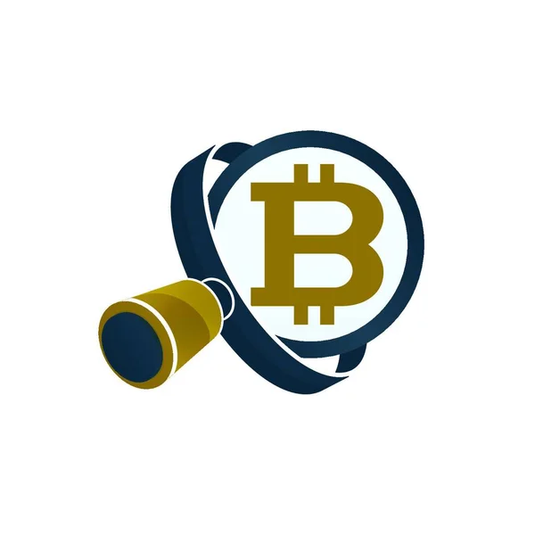 Loupe Noire Symbole Bitcoin Couleur Sur Fond Blanc Conception Des — Image vectorielle