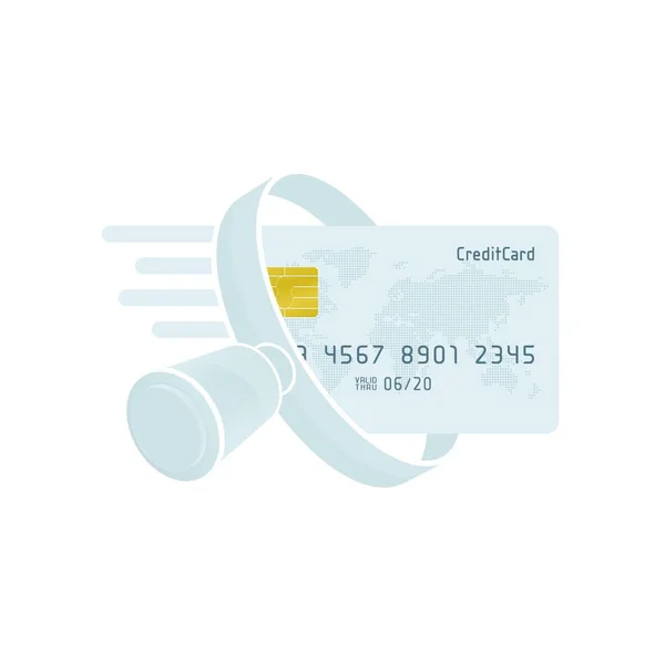 白色信用卡 白色背景的放大镜 财务图标设计 — 图库矢量图片