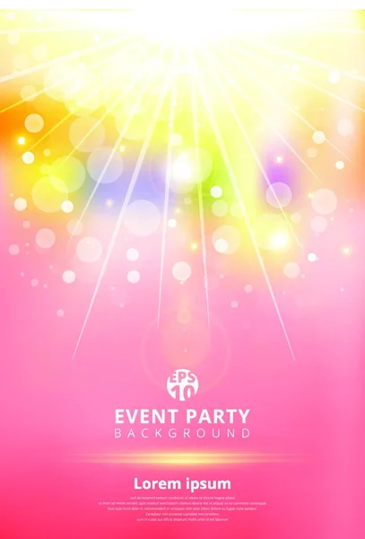 Template Colorful Party Light Shining Top Bokeh Background Copy Space — Stock Vector
