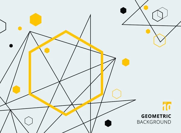 Αφηρημένη Κίτρινο Και Μαύρο Γεωμετρικά Εξάγωνο Γραμμές Γκρι Φόντο Εικονογράφηση — Διανυσματικό Αρχείο