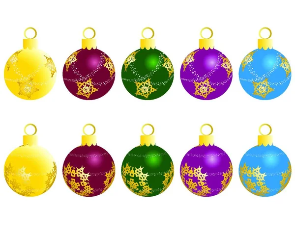 Set Bolas Navidad Año Nuevo Para Uso Diseño Ilustración Vectorial — Vector de stock