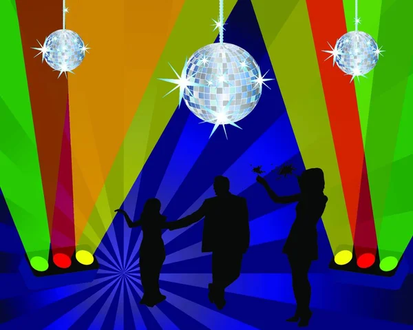 Abstract Nachtclub Dansen Scene Met Licht Disco Sferen — Stockvector