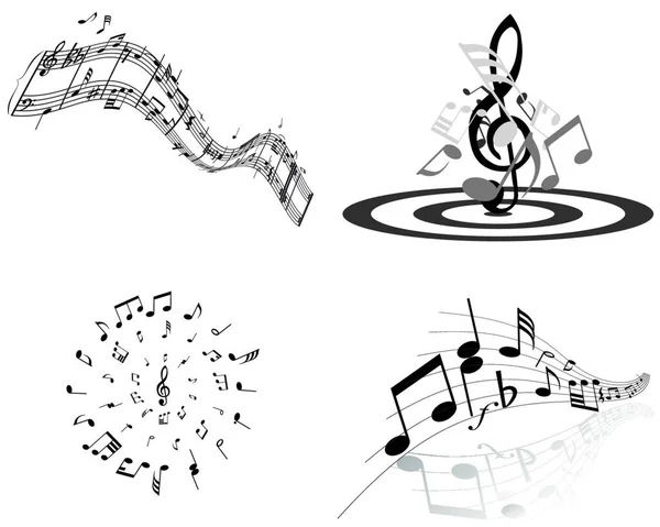 Conjunto Cuatro Vectores Notas Musicales Personal — Vector de stock