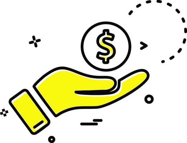 Hand Dollar Münze Symbol Vektor Design — Stockvektor