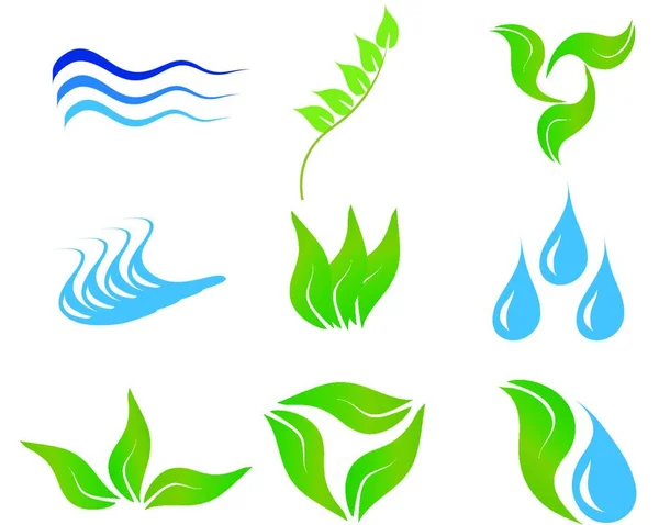 Ecología Iconos Botánicos Para Uso Diseño — Vector de stock