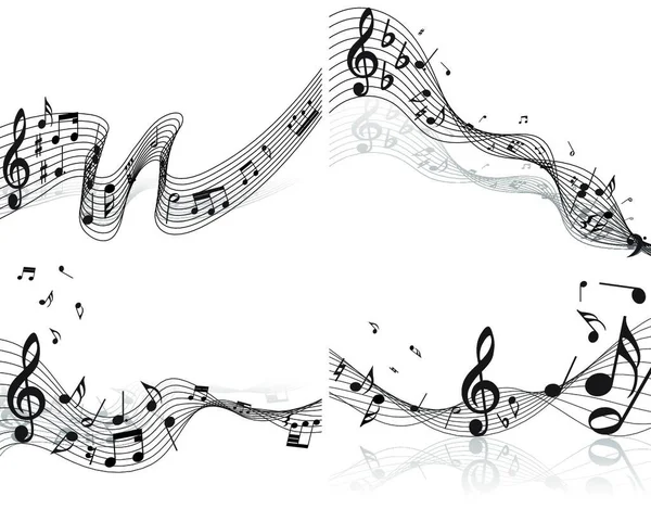 Notes Musique Vectorielles Arrière Plan Portée Pour Design — Image vectorielle