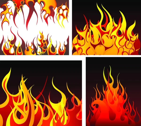 Inferno Fuego Vector Fondos Establecidos Para Uso Diseño — Archivo Imágenes Vectoriales