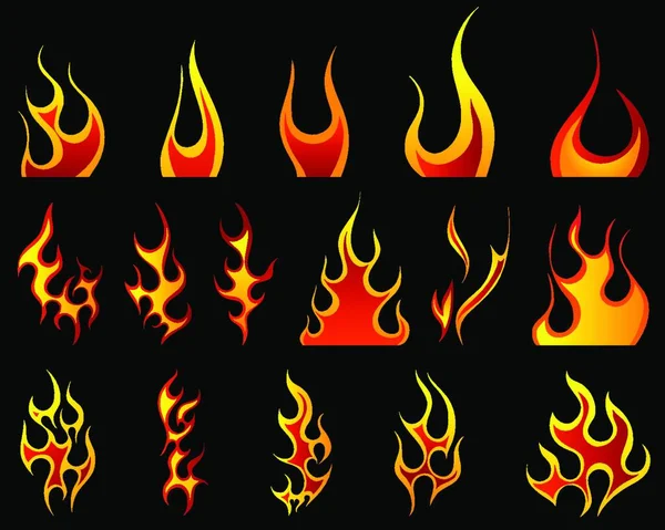 Σύνολο Προτύπων Διαφορετικές Φωτιά Για Σχέδιο Χρήση — Διανυσματικό Αρχείο