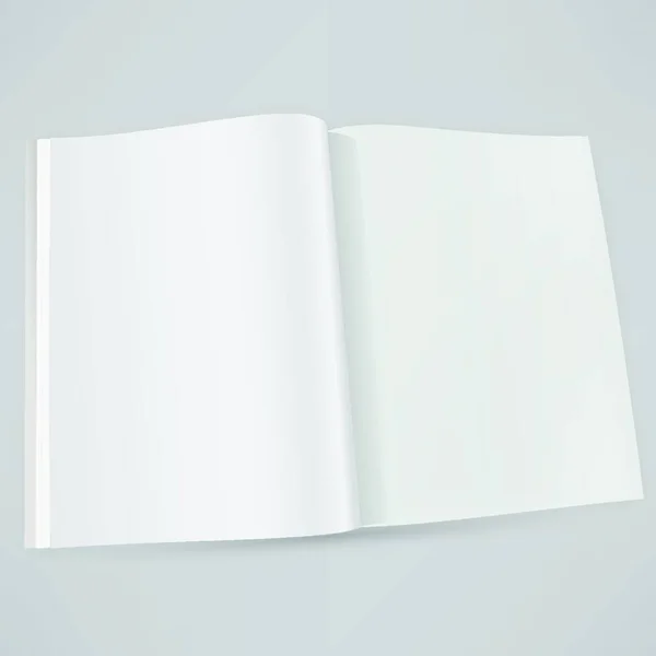 空白のページで開く雑誌のダブルページの広がり — ストックベクタ