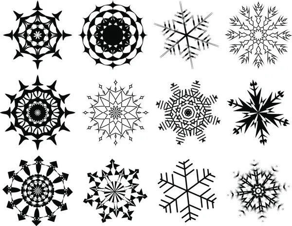 Mayor Colección Copos Nieve Vectoriales Forma Diferente — Archivo Imágenes Vectoriales