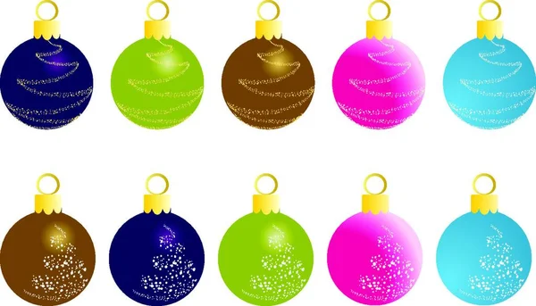 Set Christmas New Year Balls Design Use Vector Illustration — Stock Vector