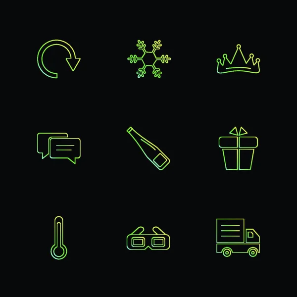 Vector Icons Black Background — Stock Vector