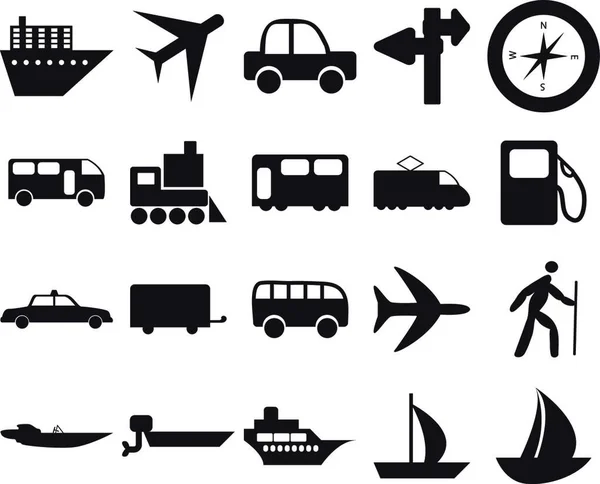 Conjunto Transporte Diferentes Iconos Web Vectoriales — Vector de stock