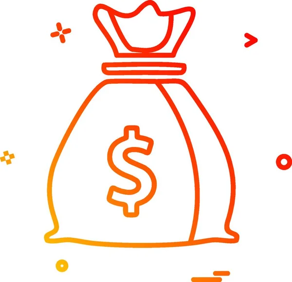 Dinero Bolsa Dólar Icono Vector Diseño — Vector de stock