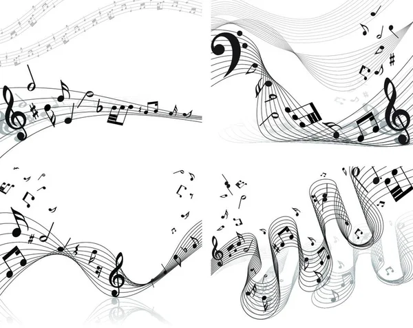 Vector Musical Notes Staff Backgrounds Set Design Use — Stock Vector