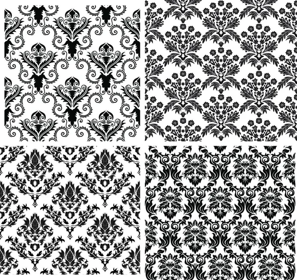 Damask Seamless Vector Backgrounds Set Easy Making Seamless Pattern Just — Stock Vector