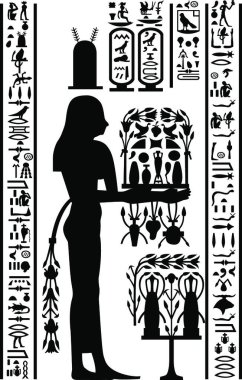 Egyptian hieroglyphs and fresco. Vector illustration. clipart
