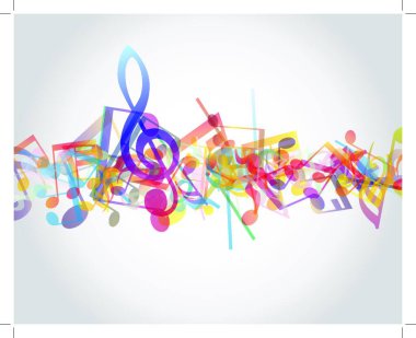 Multicolour  musical notes staff background. Vector illustration. clipart