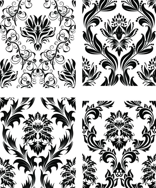 Damask Seamless Vector Background Set 솔기없는 패턴을 만들기 위해서는 그룹을 — 스톡 벡터