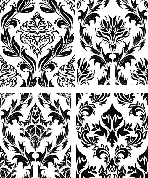 Damask Seamless Vector Background Set 솔기없는 패턴을 만들기 위해서는 그룹을 — 스톡 벡터