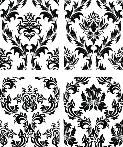 Damask Seamless Vector Background Set 솔기없는 패턴을 만들기 위해서는 그룹을 — 스톡 벡터