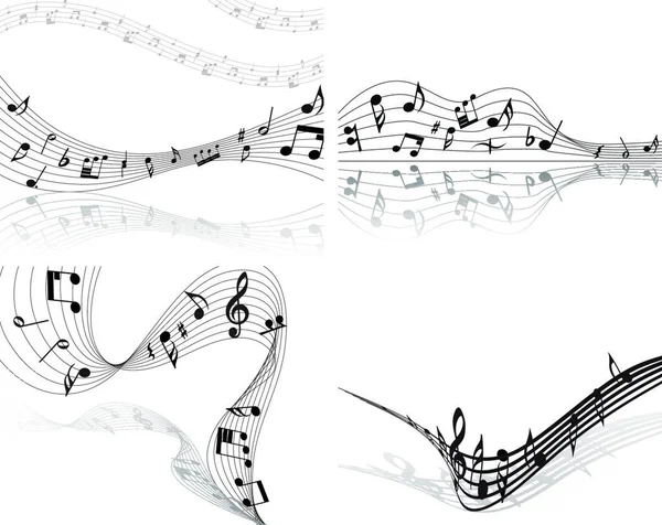 ベクトル音楽ノートデザイン用に設定された譜表の背景 — ストックベクタ