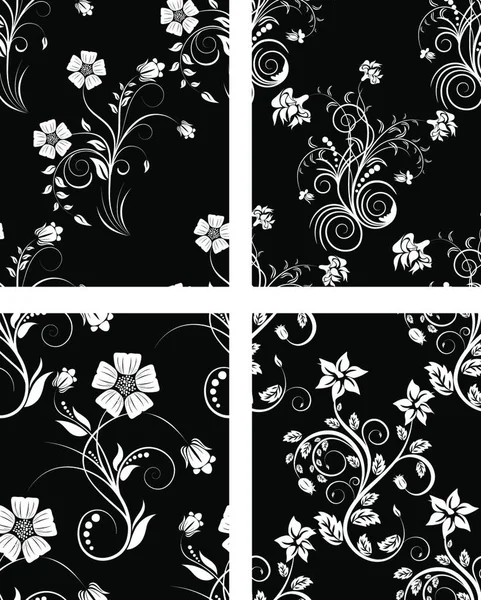Set Von Nahtlosen Vektor Floralen Hintergründen Ein Nahtloses Muster Erstellen — Stockvektor