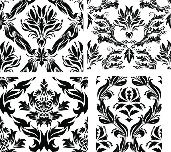 Ensemble Motifs Vectoriels Sans Couture Damassés Pour Créer Facilement Motif — Image vectorielle