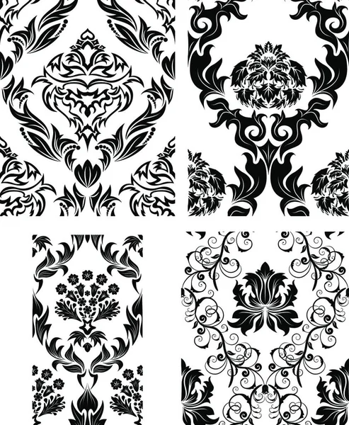 Damask Seamless Vector Patterns Set Easy Making Seamless Pattern Just — Stock Vector