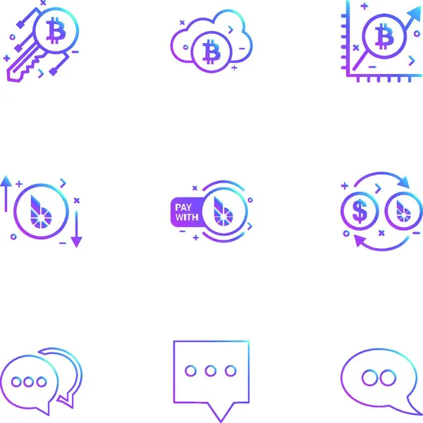 Bit Coin Clé Crypto Monnaie Nuage Graphique Message Chat Conversation — Image vectorielle