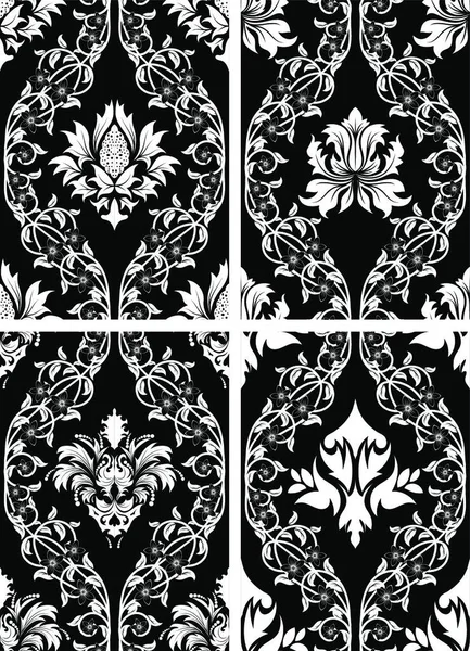 Damask Seamless Vector Backgrounds Set Easy Making Seamless Pattern Just — Stock Vector