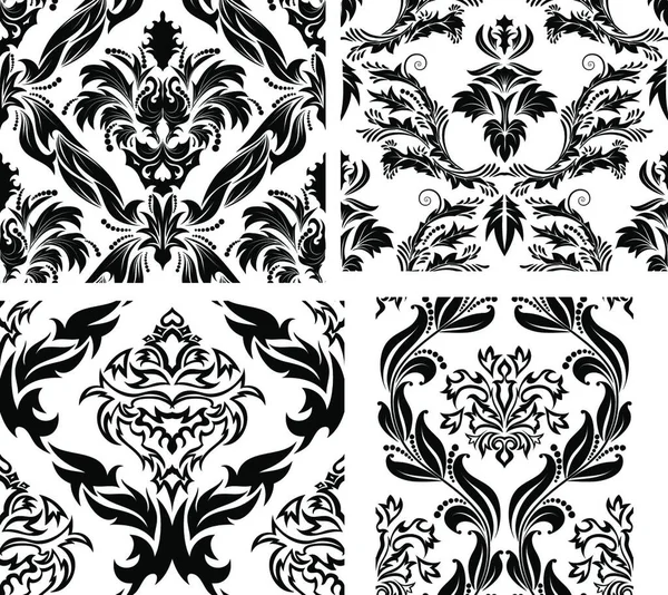 Damask Zökkenőmentes Vektor Háttér Beállítva Könnyű Hogy Zökkenőmentes Minta Csak — Stock Vector