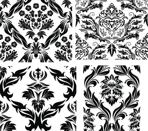 Damas Milieux Vectoriels Sans Couture Ensemble Pour Créer Facilement Motif — Image vectorielle