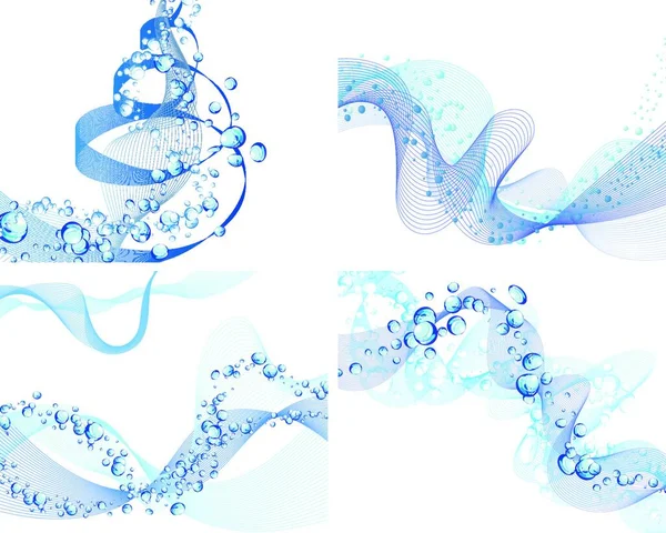 Abstrakt Vatten Vektor Bakgrunder Set Med Luftbubblor — Stock vektor