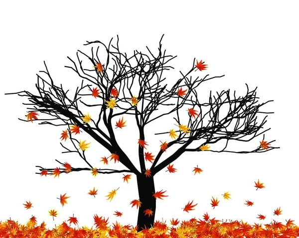 Twisted Rij Van Herfst Esdoorns Bladeren Vectorillustratie — Stockvector