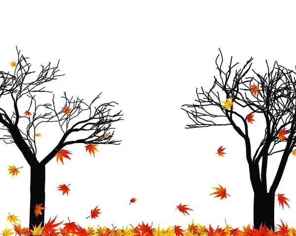 Deretan Daun Maples Musim Gugur Ilustrasi Vektor - Stok Vektor