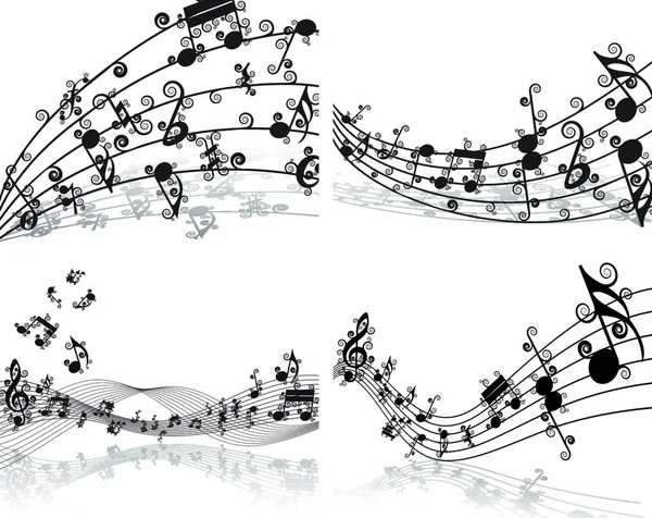 Notes Musique Vectorielles Fonds Portée Réglés Pour Usage Conception — Image vectorielle