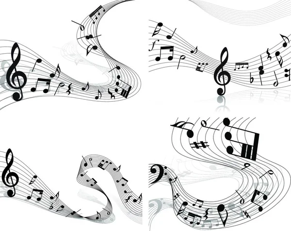 ベクトル音楽ノートデザイン用に設定された譜表の背景 — ストックベクタ
